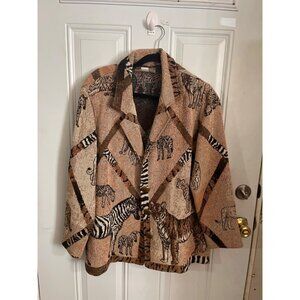 Painted Pony vintage three button jacket with animals size Large